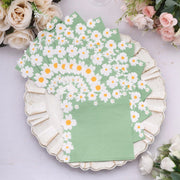 20 pcs 13" x 13" Daisy Flower Paper Cocktail Napkins - Sage Green NAP_BEV08_NAVY