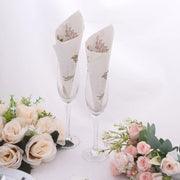 20 pcs 13" x 13" Vintage Rose Paper Beverage Napkins - Pink and Ivory NAP_BEV08_IVR