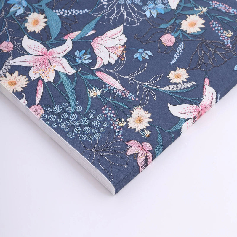 20 pcs 13" x 13" Water Lilly Floral Paper Cocktail Napkins - Navy Blue NAP_BEV08_NAVY
