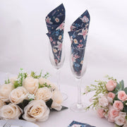 20 pcs 13" x 13" Water Lilly Floral Paper Cocktail Napkins - Navy Blue NAP_BEV08_NAVY