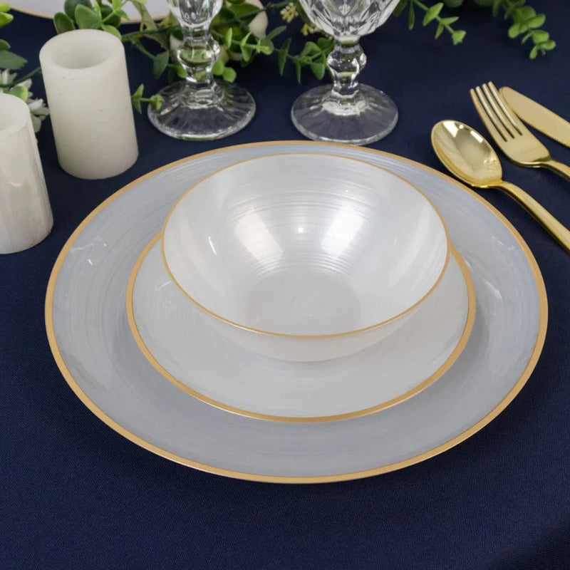 20 pcs 16 oz Plastic Soup Bowls - Gold Rim