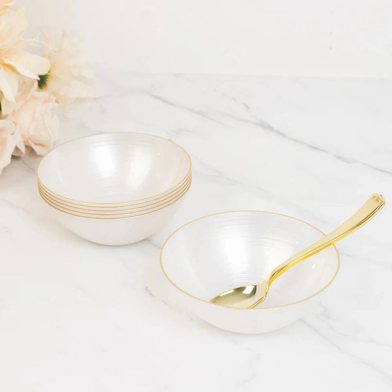 20 pcs 16 oz Plastic Soup Bowls - Gold Rim