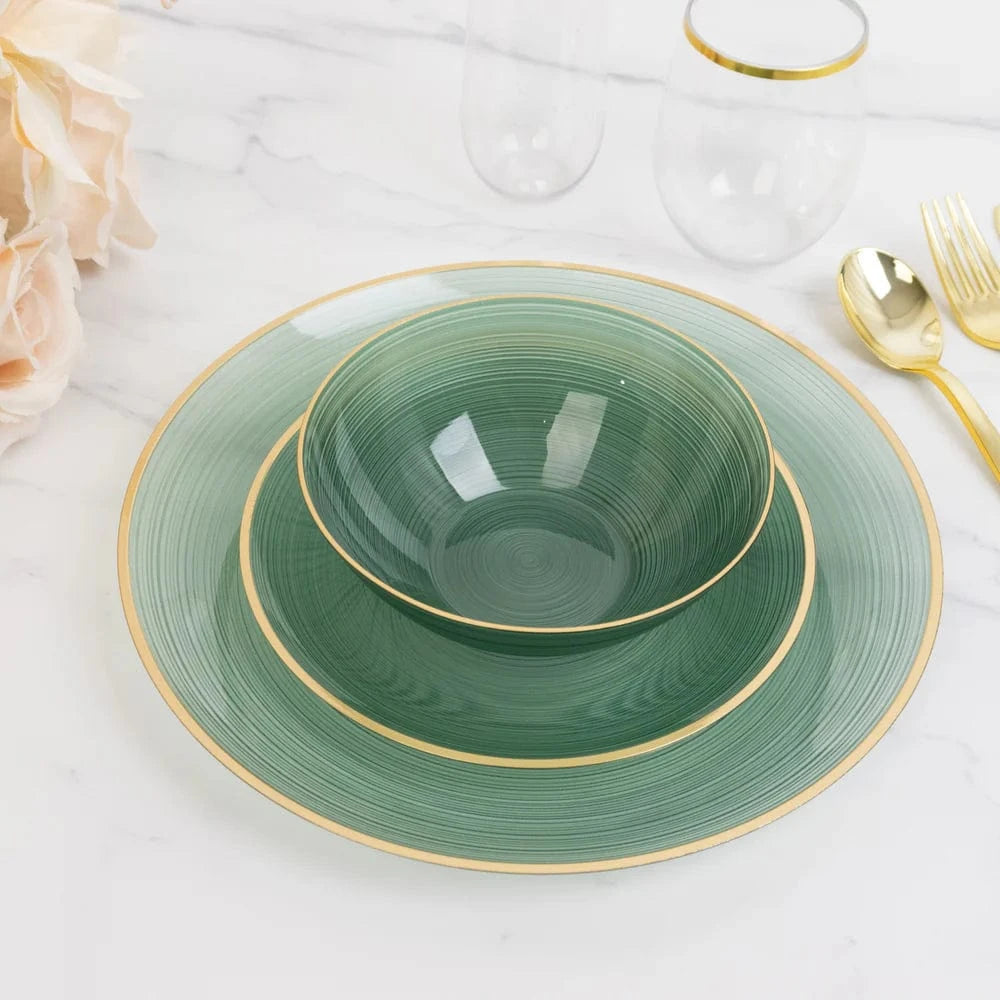 20 pcs 16 oz Plastic Soup Bowls - Gold Rim