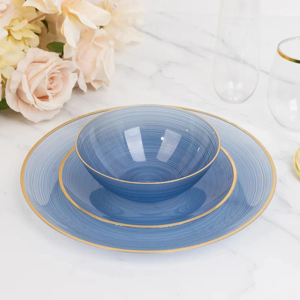20 pcs 16 oz Plastic Soup Bowls - Gold Rim