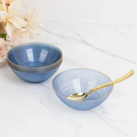20 pcs 16 oz Plastic Soup Bowls - Gold Rim