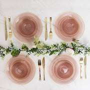 20 pcs 16 oz Plastic Soup Bowls - Gold Rim