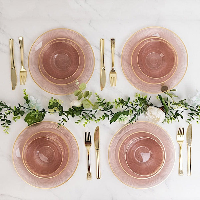 20 pcs 16 oz Plastic Soup Bowls - Gold Rim