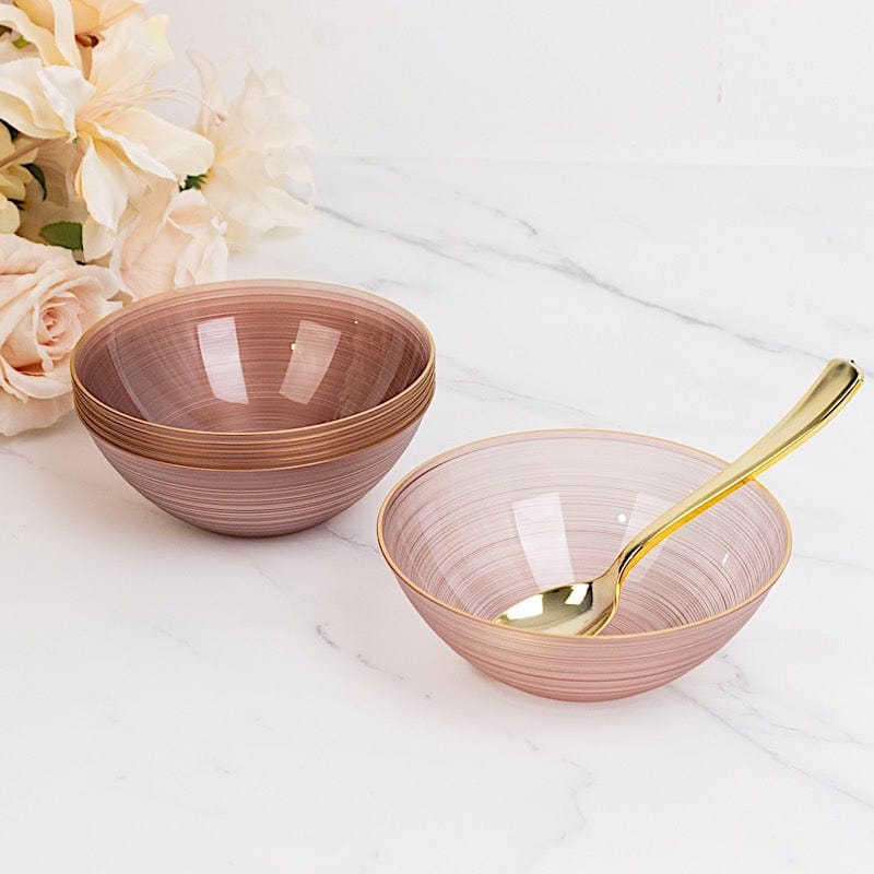 20 pcs 16 oz Plastic Soup Bowls - Gold Rim