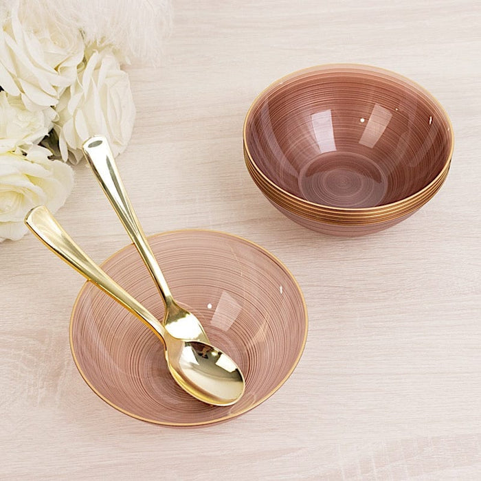 20 pcs 16 oz Plastic Soup Bowls - Gold Rim