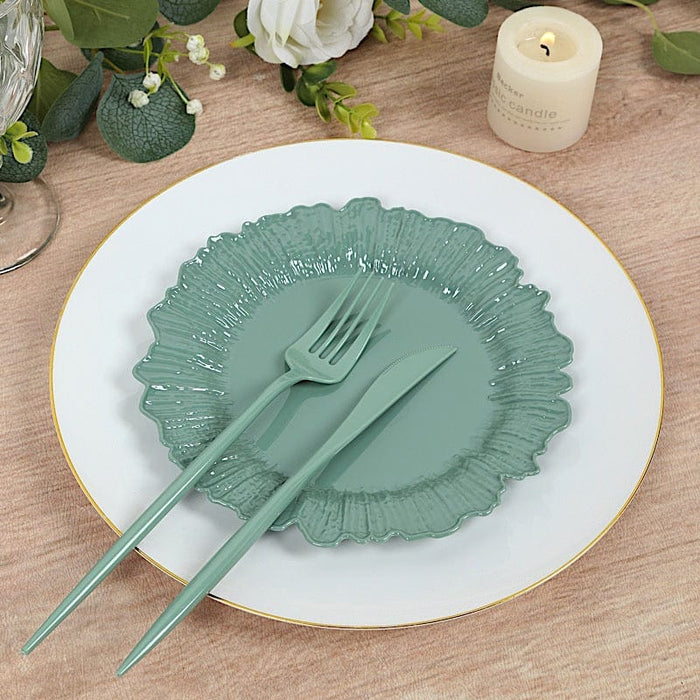 20 pcs 7" wide Plastic  Plates with Reef Desig - Disposable Tableware