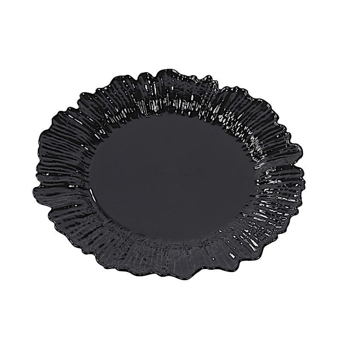 20 pcs 7" wide Plastic  Plates with Reef Desig - Disposable Tableware DSP_PLR0001_7_BLK