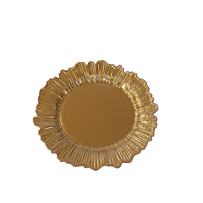 20 pcs 7" wide Plastic  Plates with Reef Desig - Disposable Tableware DSP_PLR0001_7_GOLD