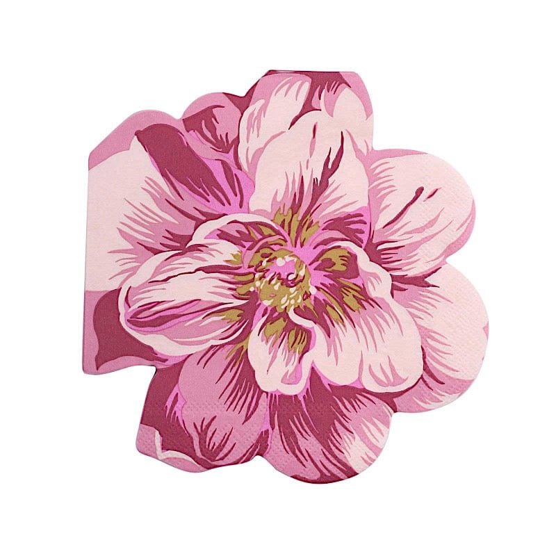 20 Peony Flower Shaped Paper Beverage Cocktail Napkins - Pink NAP_BEV04_FLOR