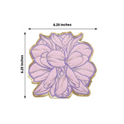 20 Peony Flower Shaped Paper Beverage Napkins with Edges - Purple and Gold NAP_BEV04_PEO