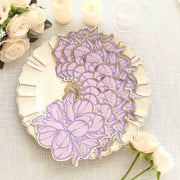 20 Peony Flower Shaped Paper Beverage Napkins with Edges - Purple and Gold NAP_BEV04_PEO