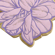 20 Peony Flower Shaped Paper Beverage Napkins with Edges - Purple and Gold NAP_BEV04_PEO