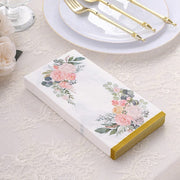 20 Peony Flowers Print Paper Dinner Napkins with Gold Edge - White and Pink NAP_DIN24_GOLD