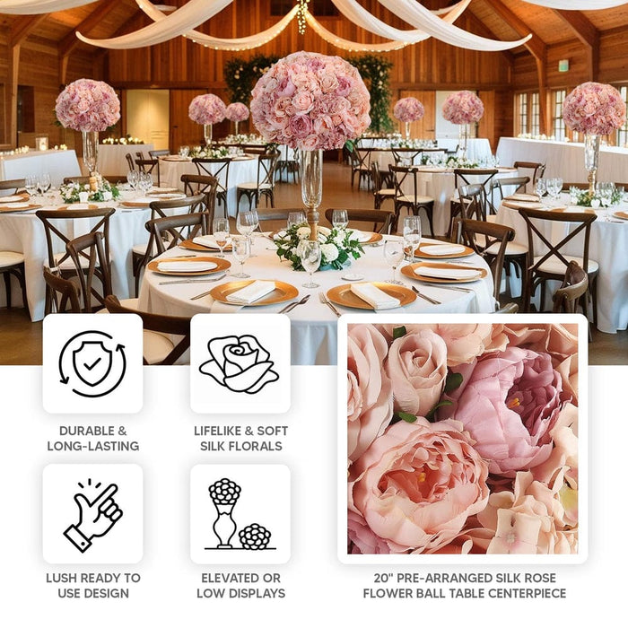 20" Pre-Arranged Artificial Rose Wedding Centerpiece