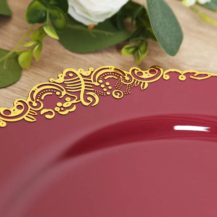 20 Round 13" Plastic Charger Plates with Embossed Baroque Rim CHRG_PLSTLW1310_CLGD_PK20