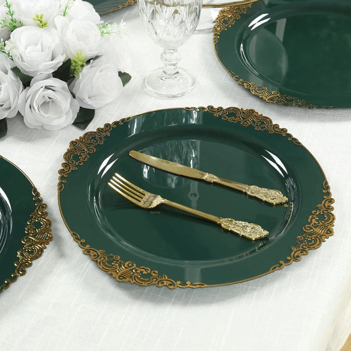 20 Round 13" Plastic Charger Plates with Embossed Baroque Rim CHRG_PLSTLW1310_CLGD_PK20
