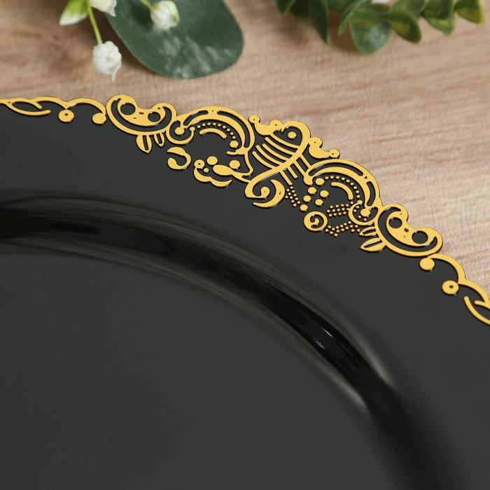 20 Round 13" Plastic Charger Plates with Embossed Baroque Rim CHRG_PLSTLW1310_CLGD_PK20
