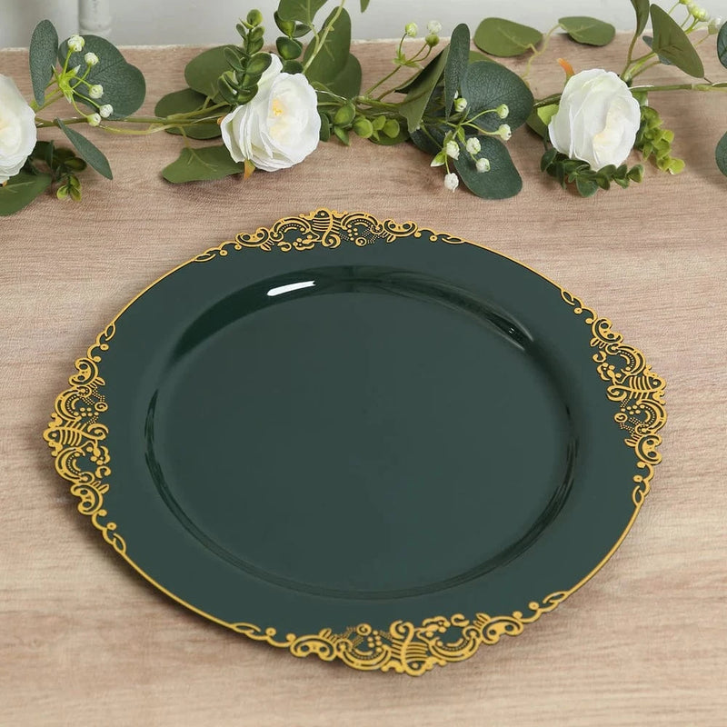 20 Round 13" Plastic Charger Plates with Embossed Baroque Rim CHRG_PLSTLW1310_CLGD_PK20
