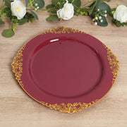 20 Round 13" Plastic Charger Plates with Embossed Baroque Rim CHRG_PLSTLW1310_CLGD_PK20