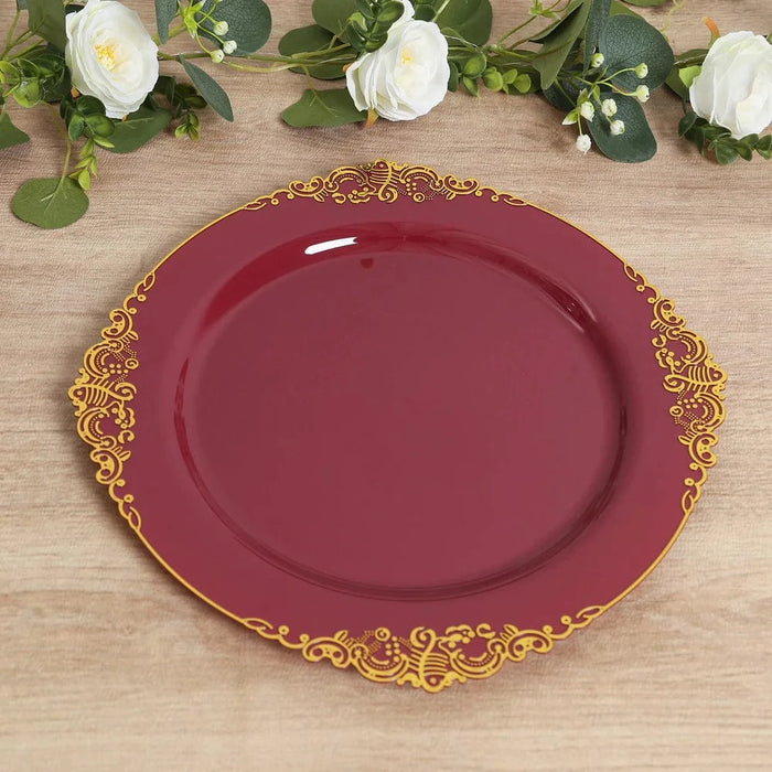 20 Round 13" Plastic Charger Plates with Embossed Baroque Rim CHRG_PLSTLW1310_CLGD_PK20