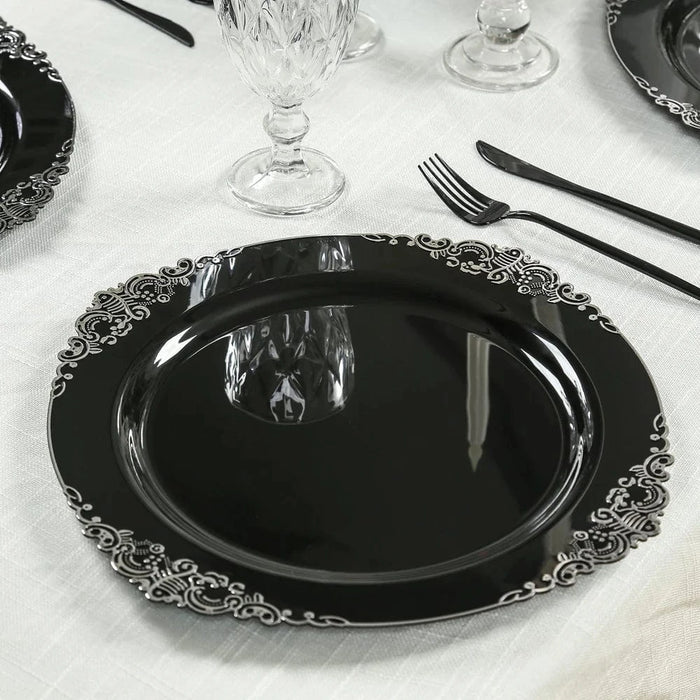 20 Round 13" Plastic Charger Plates with Embossed Baroque Rim CHRG_PLSTLW1310_CLGD_PK20