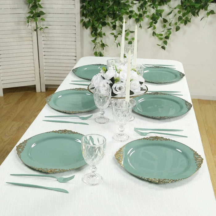 20 Round 13" Plastic Charger Plates with Embossed Baroque Rim CHRG_PLSTLW1310_CLGD_PK20