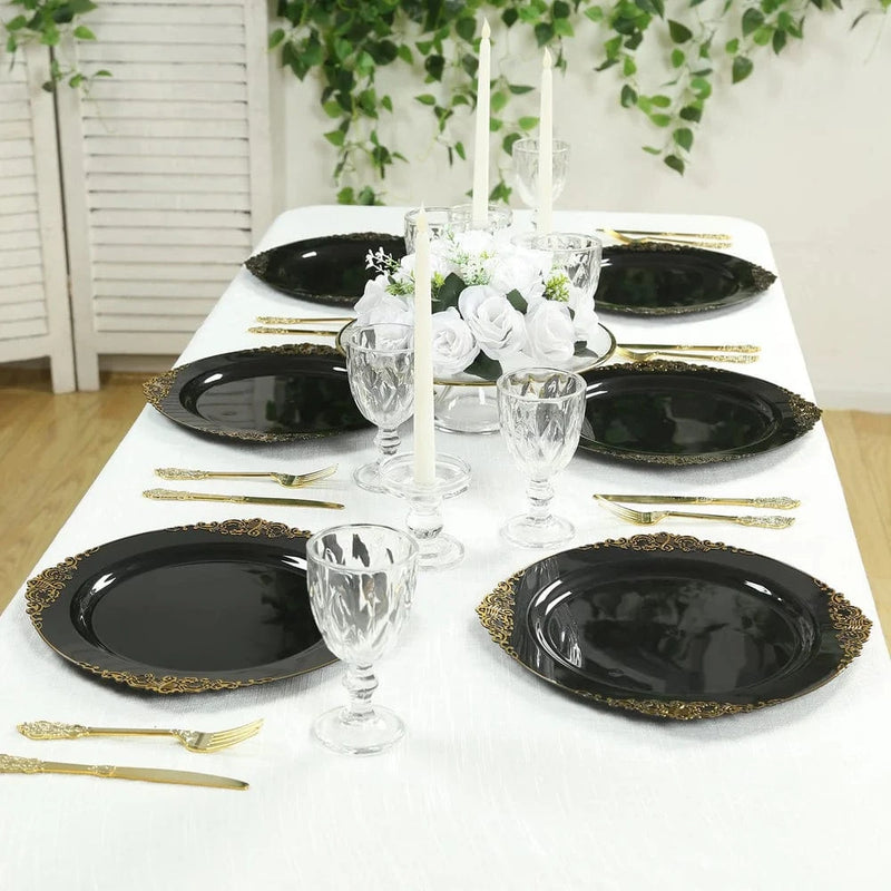 20 Round 13" Plastic Charger Plates with Embossed Baroque Rim CHRG_PLSTLW1310_CLGD_PK20