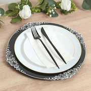 20 Round 13" Plastic Charger Plates with Embossed Baroque Rim CHRG_PLSTLW1310_CLGD_PK20