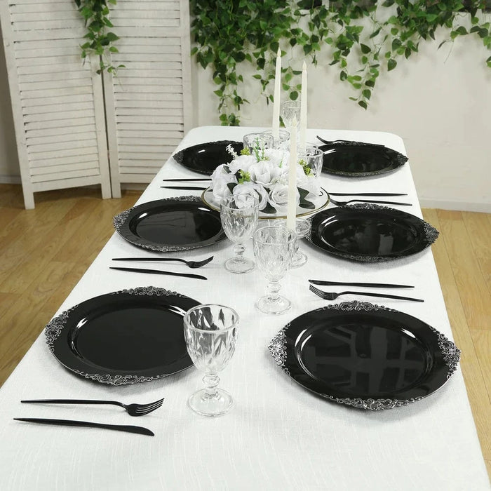 20 Round 13" Plastic Charger Plates with Embossed Baroque Rim CHRG_PLSTLW1310_CLGD_PK20