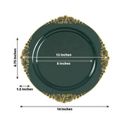 20 Round 13" Plastic Charger Plates with Embossed Baroque Rim CHRG_PLSTLW1310_CLGD_PK20