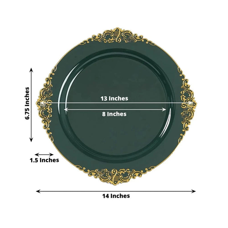 20 Round 13" Plastic Charger Plates with Embossed Baroque Rim CHRG_PLSTLW1310_CLGD_PK20