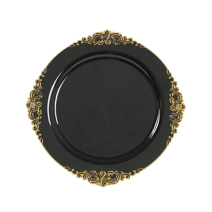 20 Round 13" Plastic Charger Plates with Embossed Baroque Rim CHRG_PLSTLW1310_CLGD_PK20