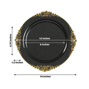 20 Round 13" Plastic Charger Plates with Embossed Baroque Rim CHRG_PLSTLW1310_CLGD_PK20