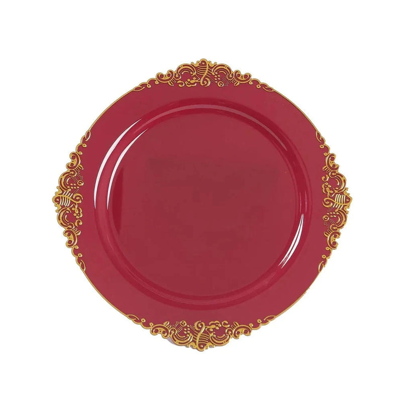 20 Round 13" Plastic Charger Plates with Embossed Baroque Rim CHRG_PLSTLW1310_CLGD_PK20