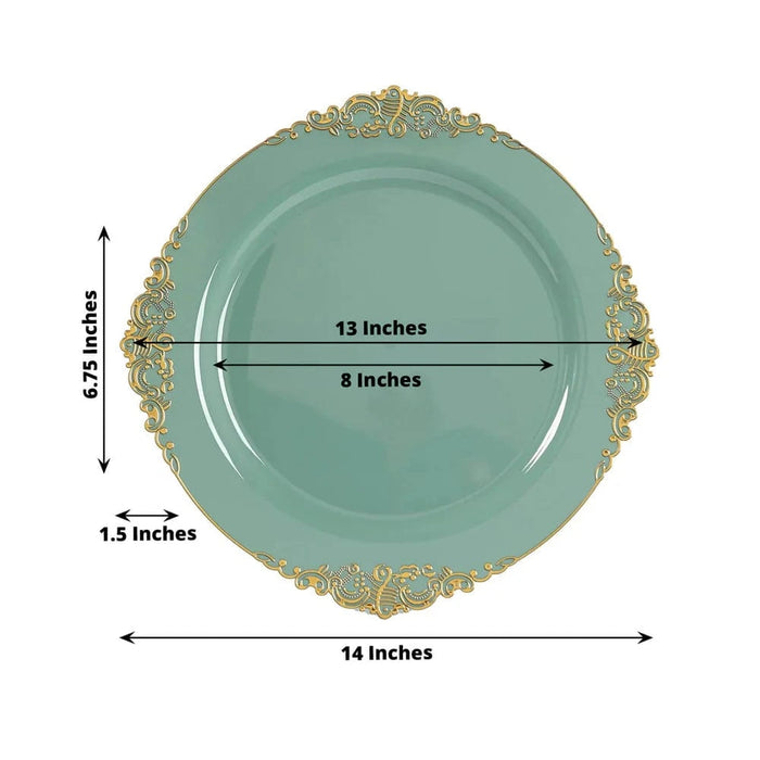 20 Round 13" Plastic Charger Plates with Embossed Baroque Rim CHRG_PLSTLW1310_CLGD_PK20