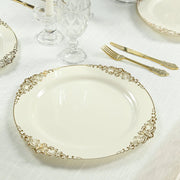 20 Round 13" Plastic Charger Plates with Embossed Baroque Rim CHRG_PLSTLW1310_CLGD_PK20