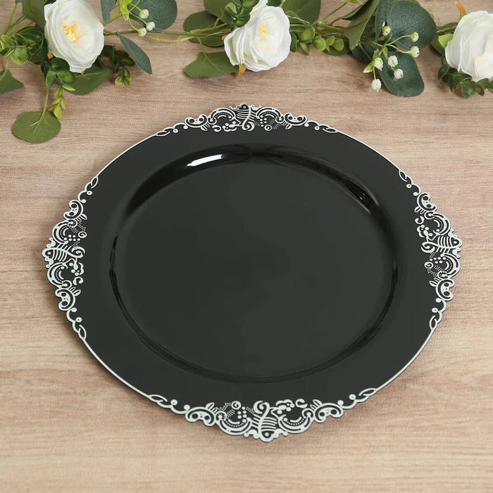 20 Round 13" Plastic Charger Plates with Embossed Baroque Rim CHRG_PLSTLW1310_CLGD_PK20