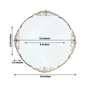 20 Round 13" Plastic Charger Plates with Embossed Baroque Rim - Clear and Gold CHRG_PLSTLW1310_CLGD