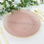 20 Round 13" Transparent Plastic Charger Plates Swirl Design with Gold Rim
