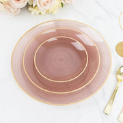 20 Round 13" Transparent Plastic Charger Plates Swirl Design with Gold Rim