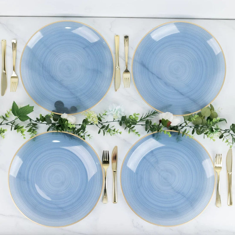 20 Round 13" Transparent Plastic Charger Plates Swirl Design with Gold Rim