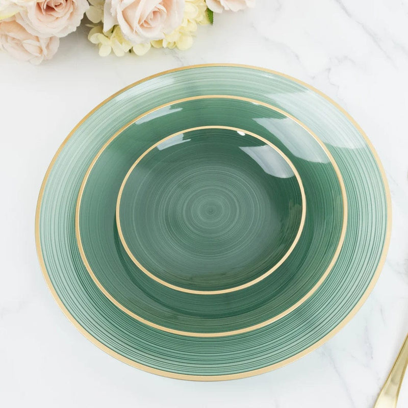 20 Round 13" Transparent Plastic Charger Plates Swirl Design with Gold Rim