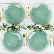 20 Round 13" Transparent Plastic Charger Plates Swirl Design with Gold Rim