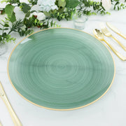 20 Round 13" Transparent Plastic Charger Plates Swirl Design with Gold Rim