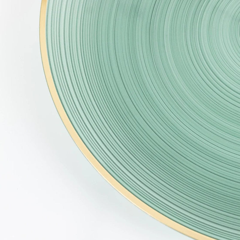 20 Round 13" Transparent Plastic Charger Plates Swirl Design with Gold Rim