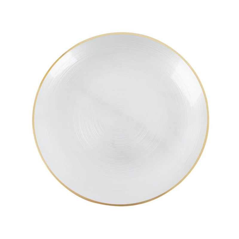 20 Round 13" Transparent Plastic Charger Plates Swirl Design with Gold Rim CHRG_PLSTLW0018_BR_WHGD_PK20